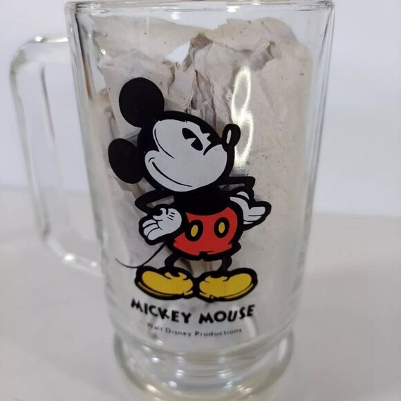 Vintage Walt Disney Mickey Mouse Clear Glass Coffee Tea Mug Cup with Handle 5.5" - Picture 3 of 3